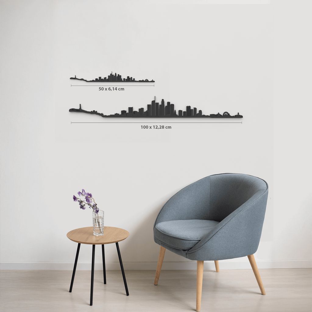 Comparativa 50 cm vs 100 cm del skyline Los Angeles en salón.