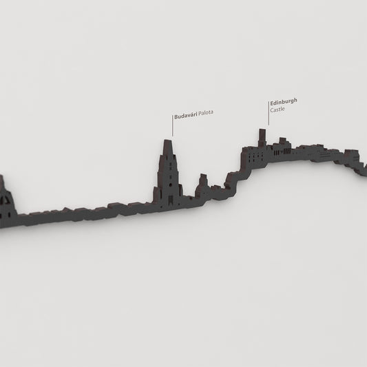 Skyline Edimburgo – detalle del Budavári Palota en madera negra.