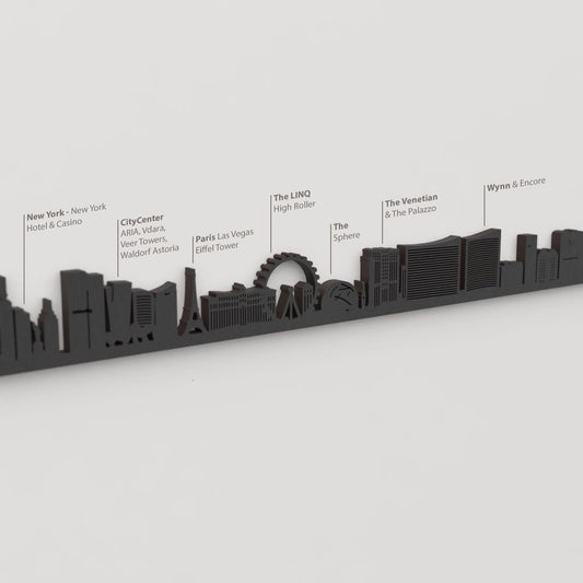 Skyline Las Vegas – detalle de la Eiffel Tower de Paris Las Vegas en madera negra.