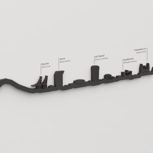 Skyline Las Palmas de Gran Canaria – detalle del Puerto de la Luz en madera negra.