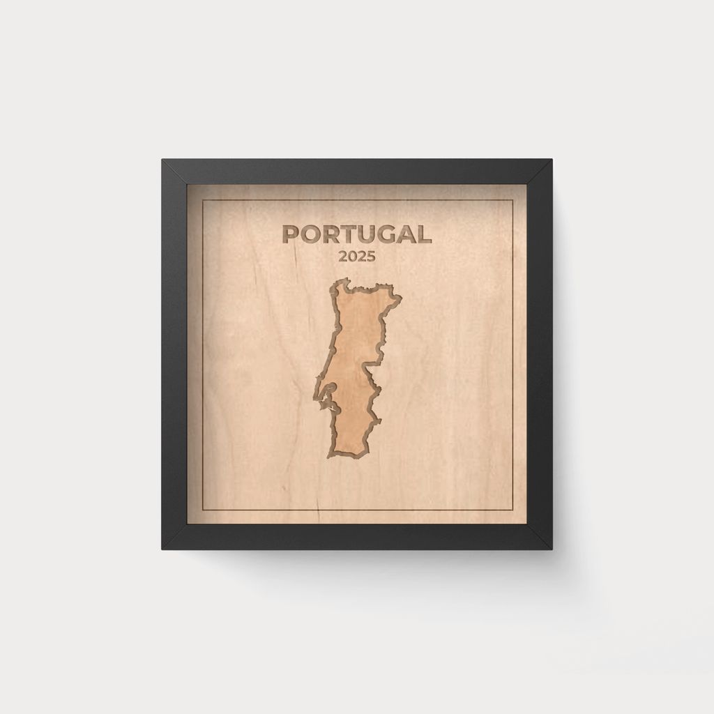 City Map Silueta Portugal en Madera – Cuadro Personalizado 20x20