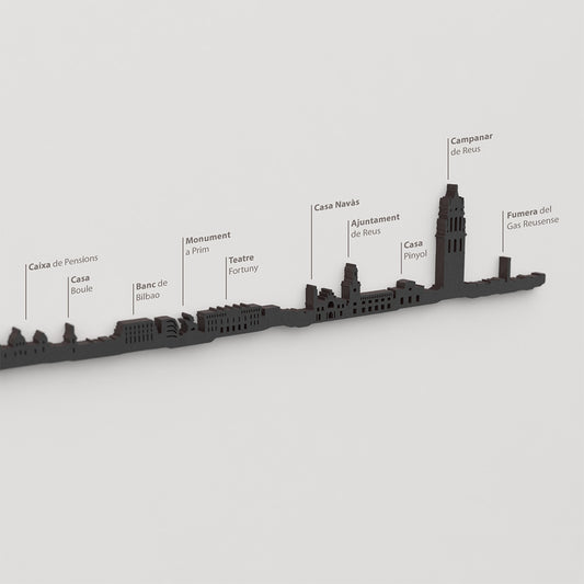 Skyline Reus – detalle de Casa Navàs en madera negra.