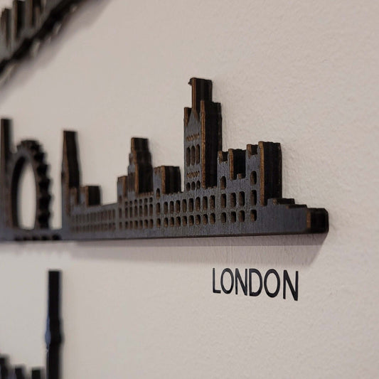 Todas tus ciudades con letras adhesivas skyline in wood - Skylinecity