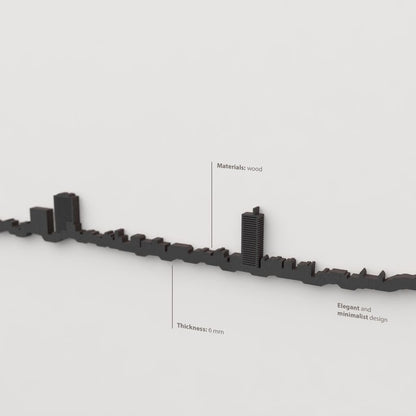 Decoración de pared con la silueta del skyline de Alicante color negro.