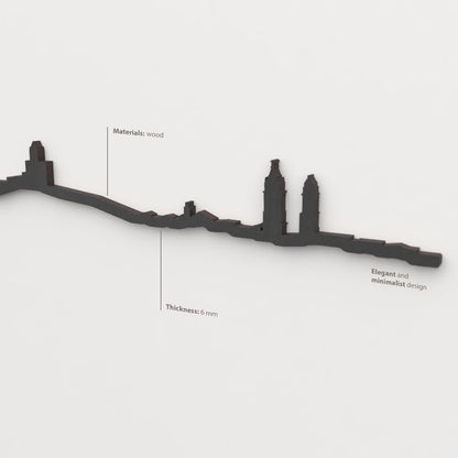 Decoración de pared con la silueta del skyline de Antequera color negro.