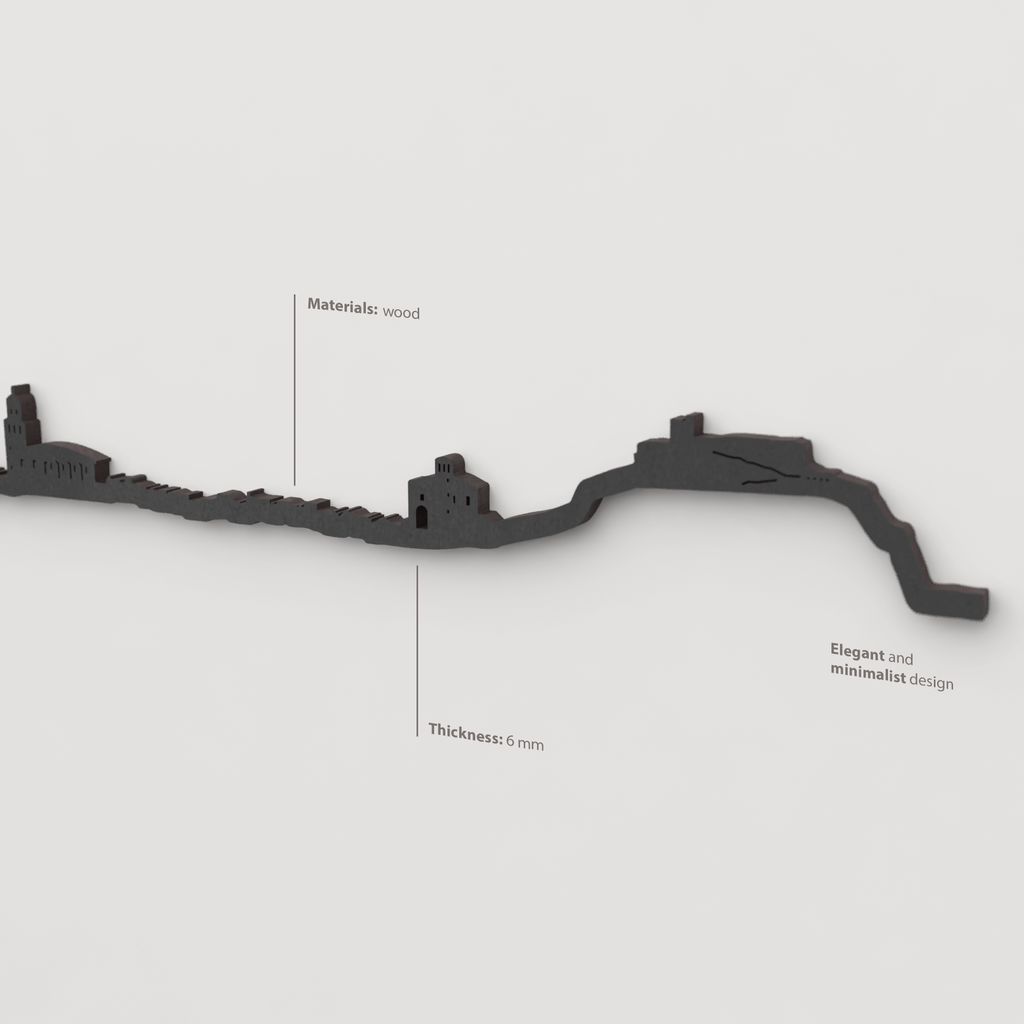 Decoración de pared con la silueta del skyline de Arnedo color negro.