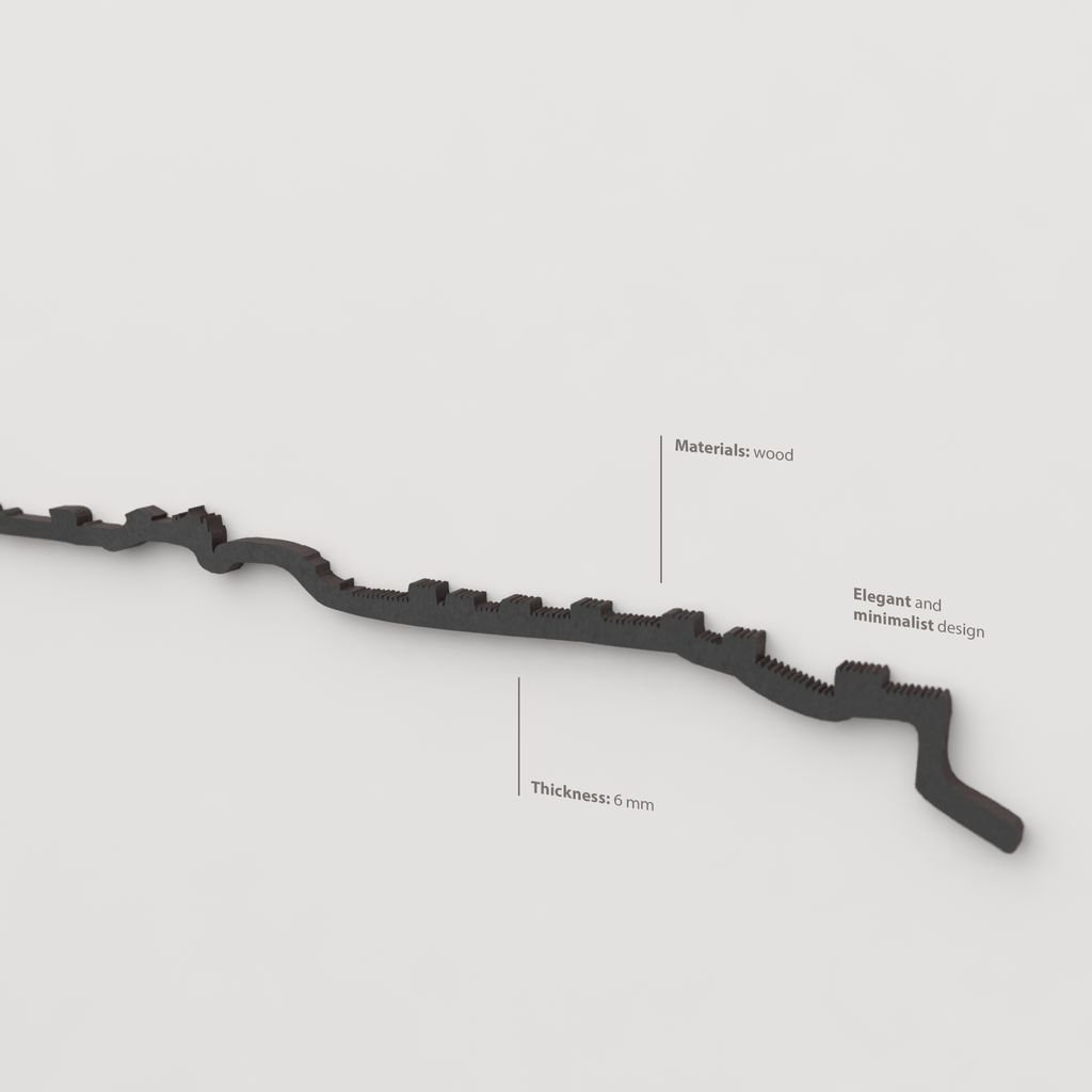 Acabado lacado negro del skyline Ávila en madera.