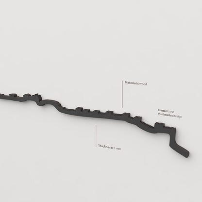 Acabado lacado negro del skyline Ávila en madera.