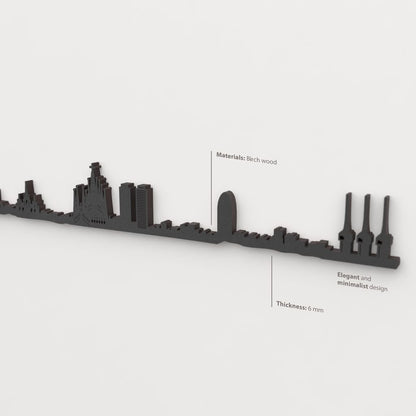 Acabado lacado negro del skyline Barcelona en madera.