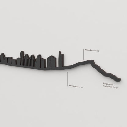 Acabado lacado negro del skyline Benidorm en madera.