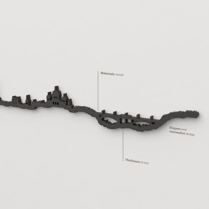 Decoración de pared con la silueta del skyline de Berna color negro.