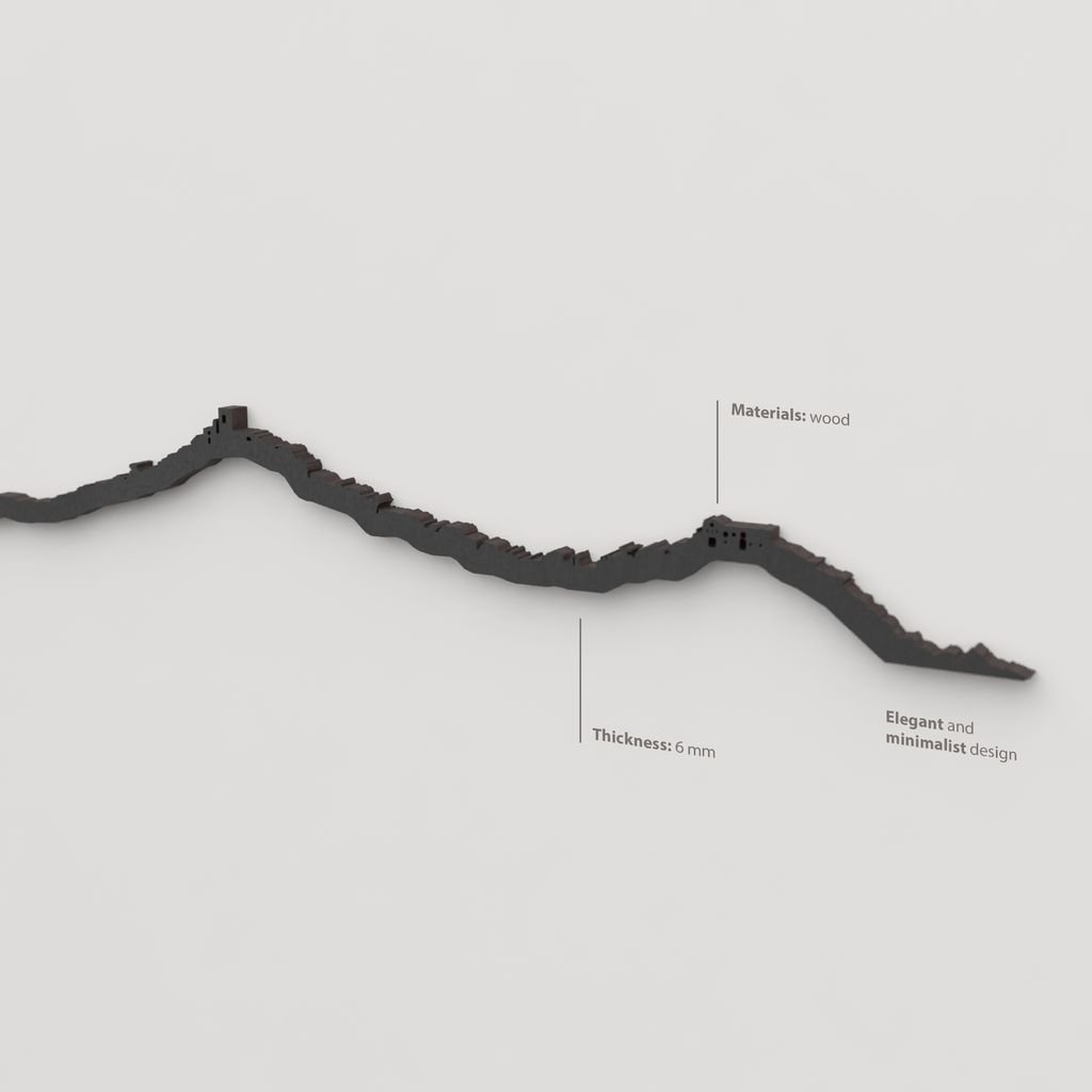 Acabado lacado negro del skyline Blanes en madera.