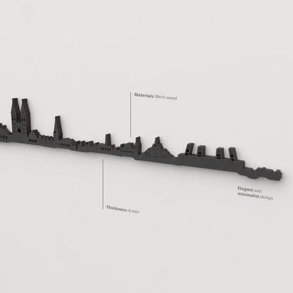 Decoración de pared con la silueta del skyline de Bremen color negro.