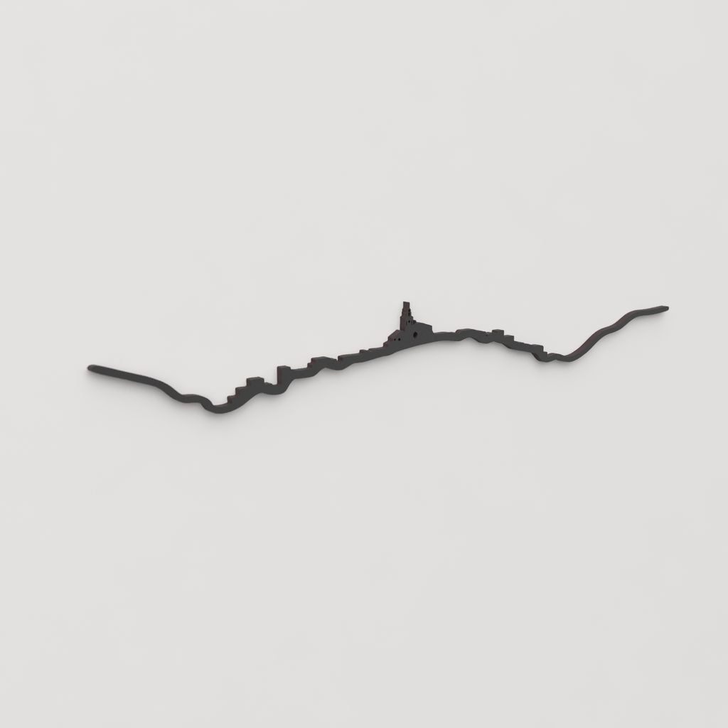 Decoración de pared con la silueta del skyline de Cadaqués color negro.