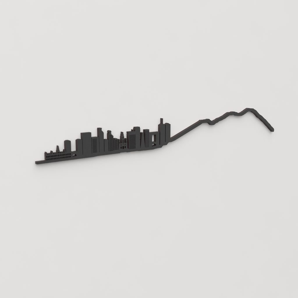 Decoración de pared con la silueta del skyline de Caracas color negro.
