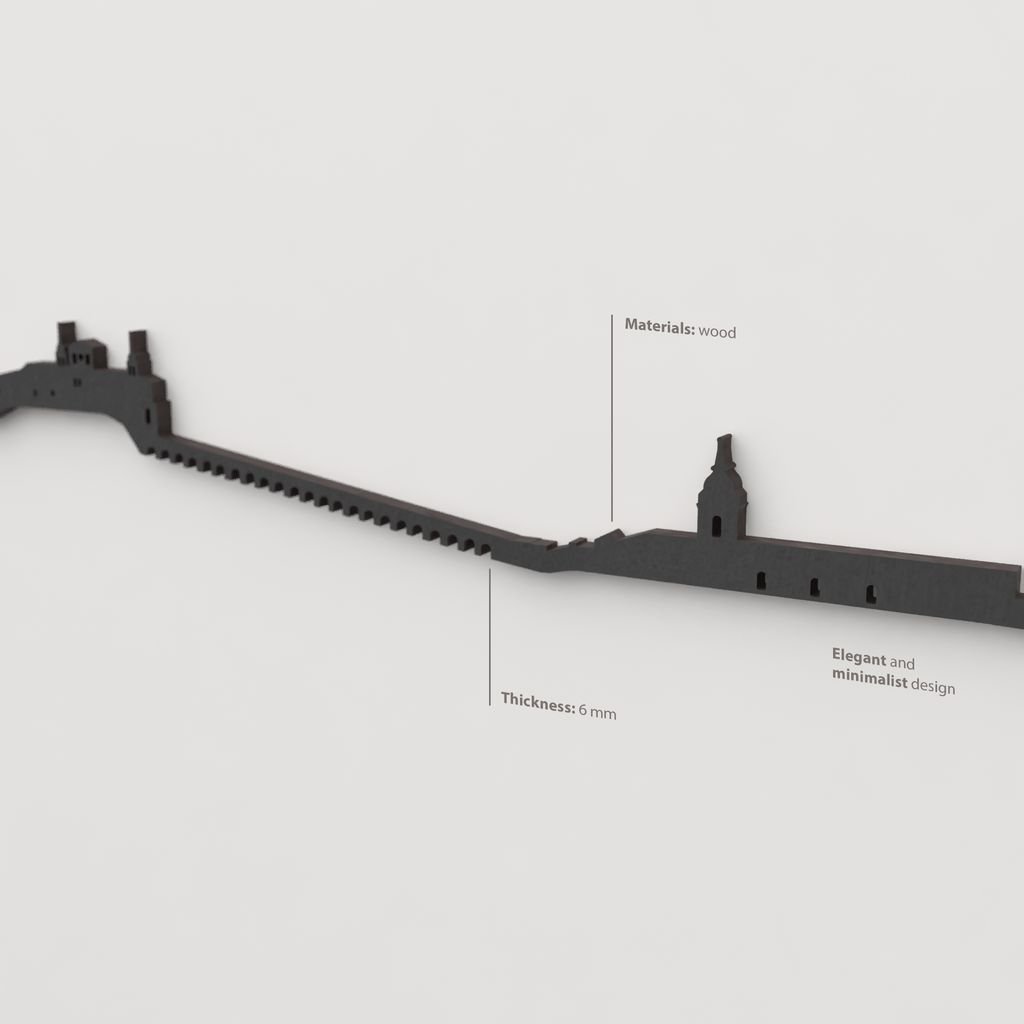 Decoración de pared con la silueta del skyline de Cascante color negro.