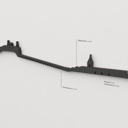 Decoración de pared con la silueta del skyline de Cascante color negro.