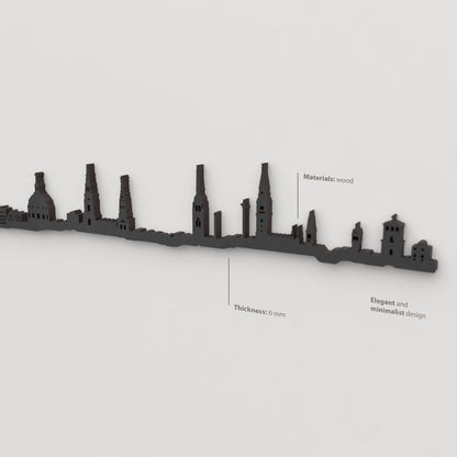 Acabado lacado negro del skyline Copenhague en madera.