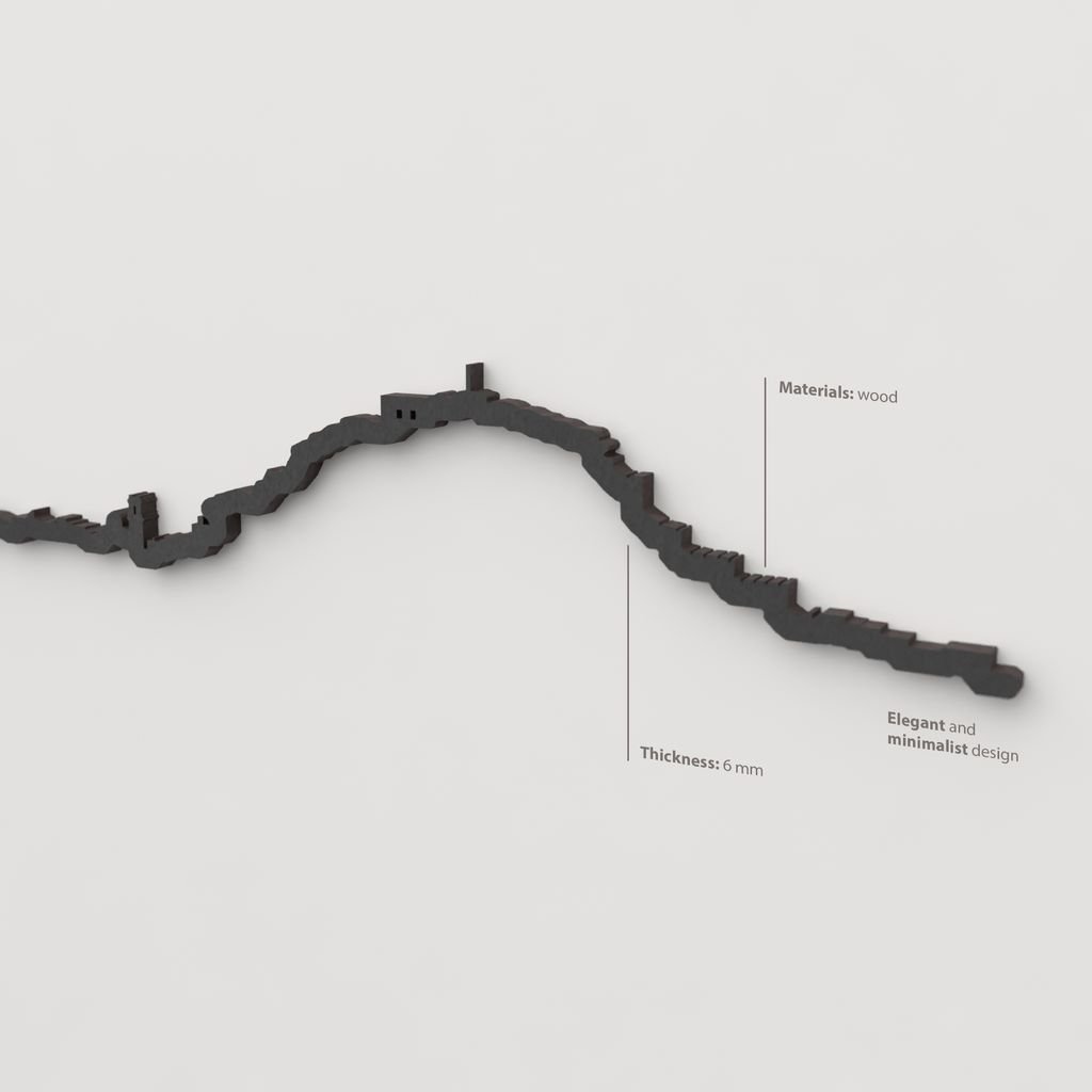 Decoración mural en negro con la silueta del skyline de Dénia.