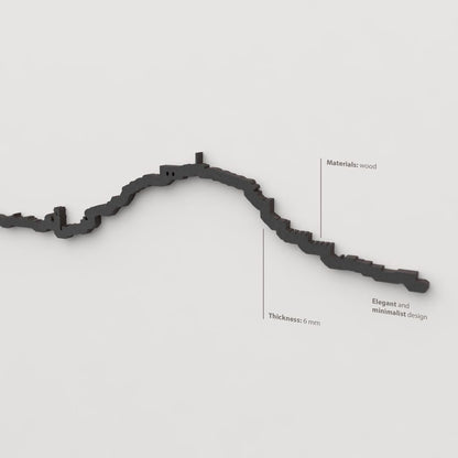 Decoración mural en negro con la silueta del skyline de Dénia.