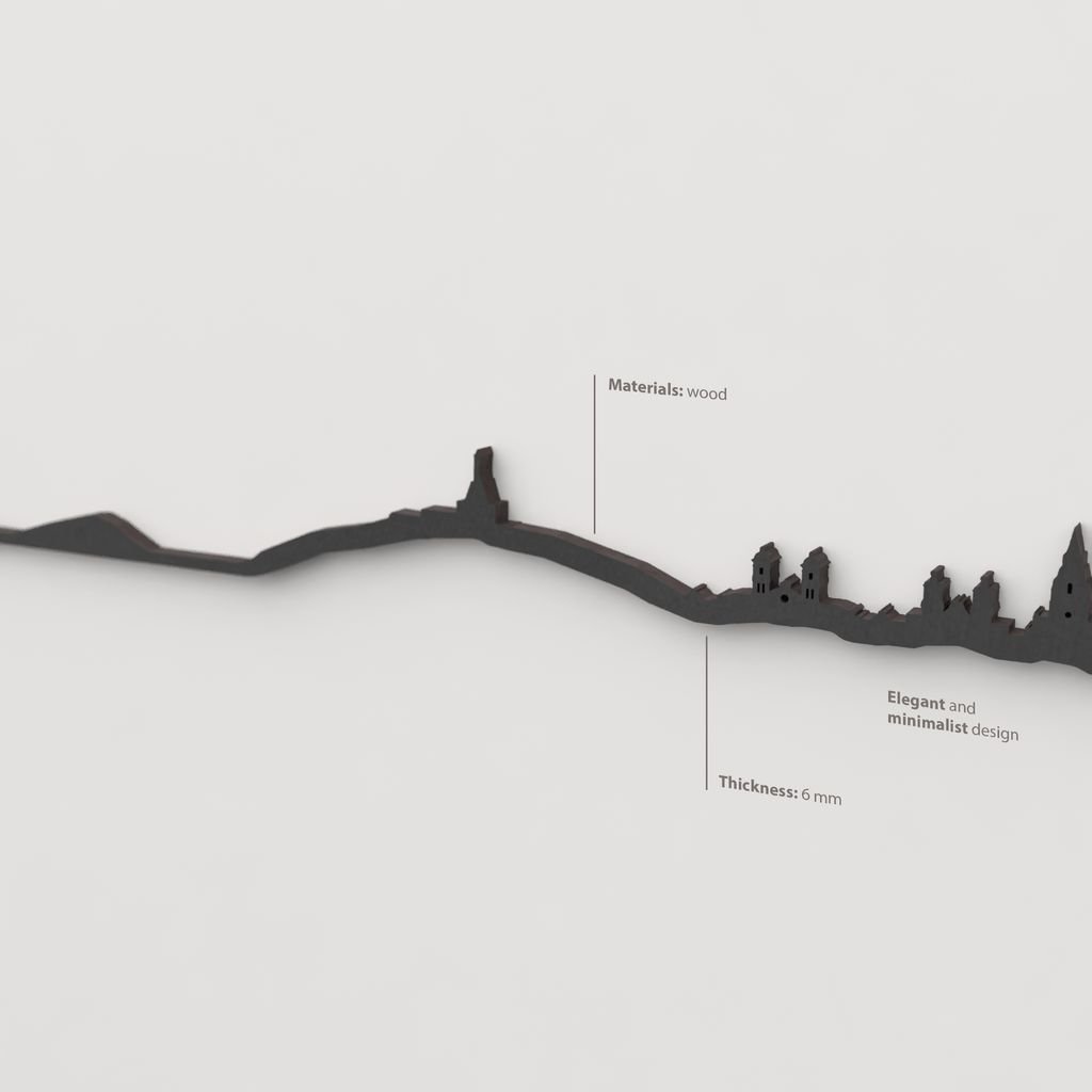 Acabado en negro mate de la silueta de Donostia, perfecta para interiorismo moderno.