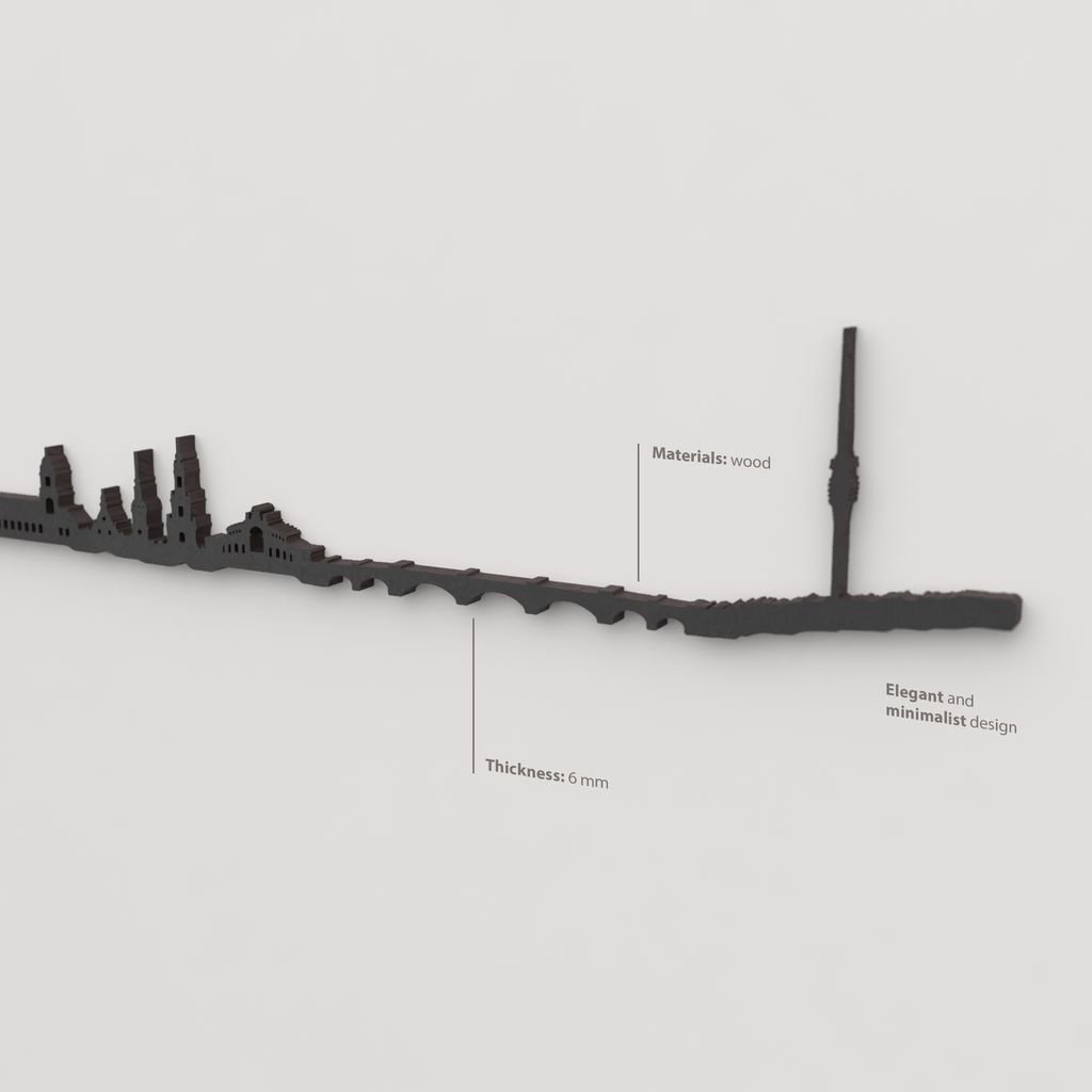 Acabado lacado negro del skyline Dresden en madera.