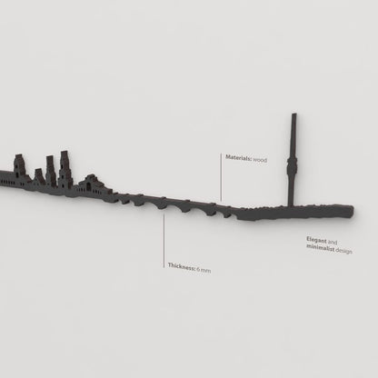 Acabado lacado negro del skyline Dresden en madera.