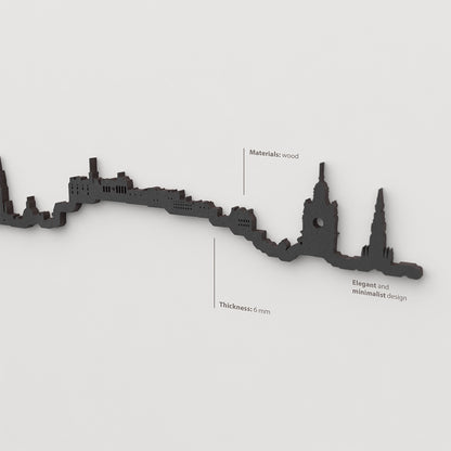 Acabado lacado negro del skyline Edimburgo en madera.