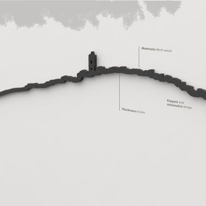 Vista del acabado en negro de la silueta de El Ballestar, ideal para pared.