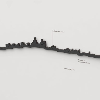 Acabado lacado negro del skyline Évora en madera.