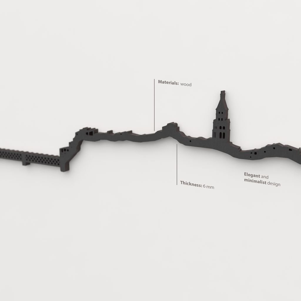 Acabado lacado negro del skyline Fraga en madera.