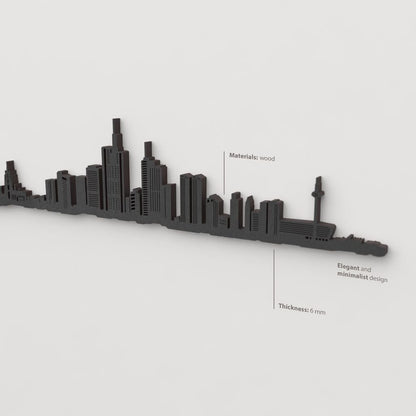 Decoración de pared con la silueta del skyline de Frankfurt color negro.