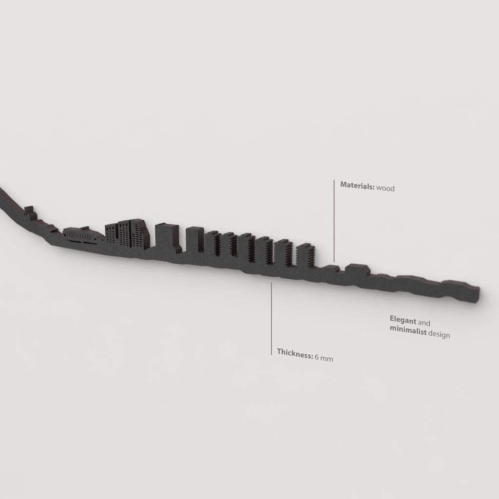 Decoración de pared con la silueta del skyline de Gibraltar color negro.