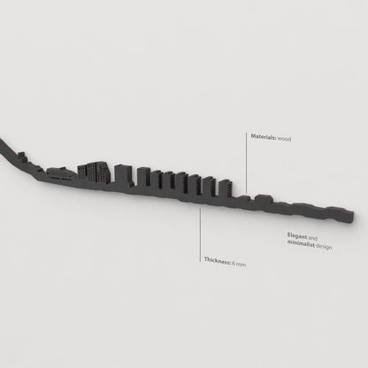 Decoración de pared con la silueta del skyline de Gibraltar color negro.