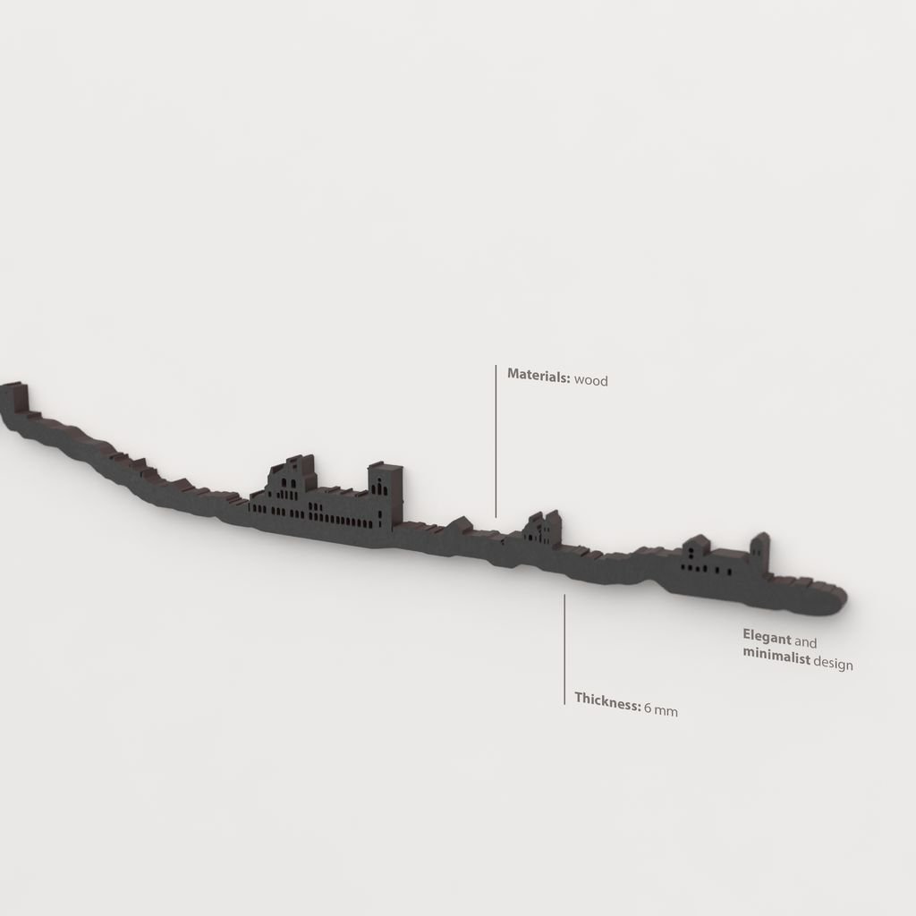 Decoración de pared con la silueta del skyline de Granada color negro.