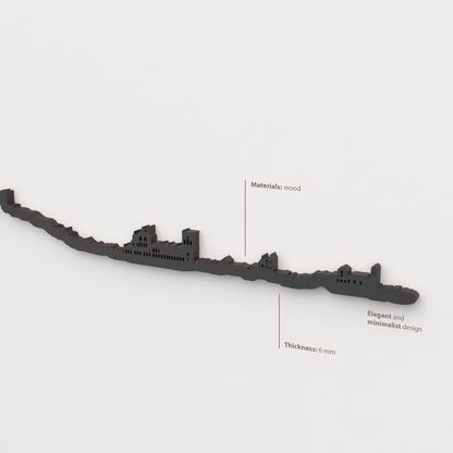 Decoración de pared con la silueta del skyline de Granada color negro.