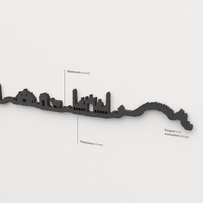 Acabado lacado negro del skyline India en madera.