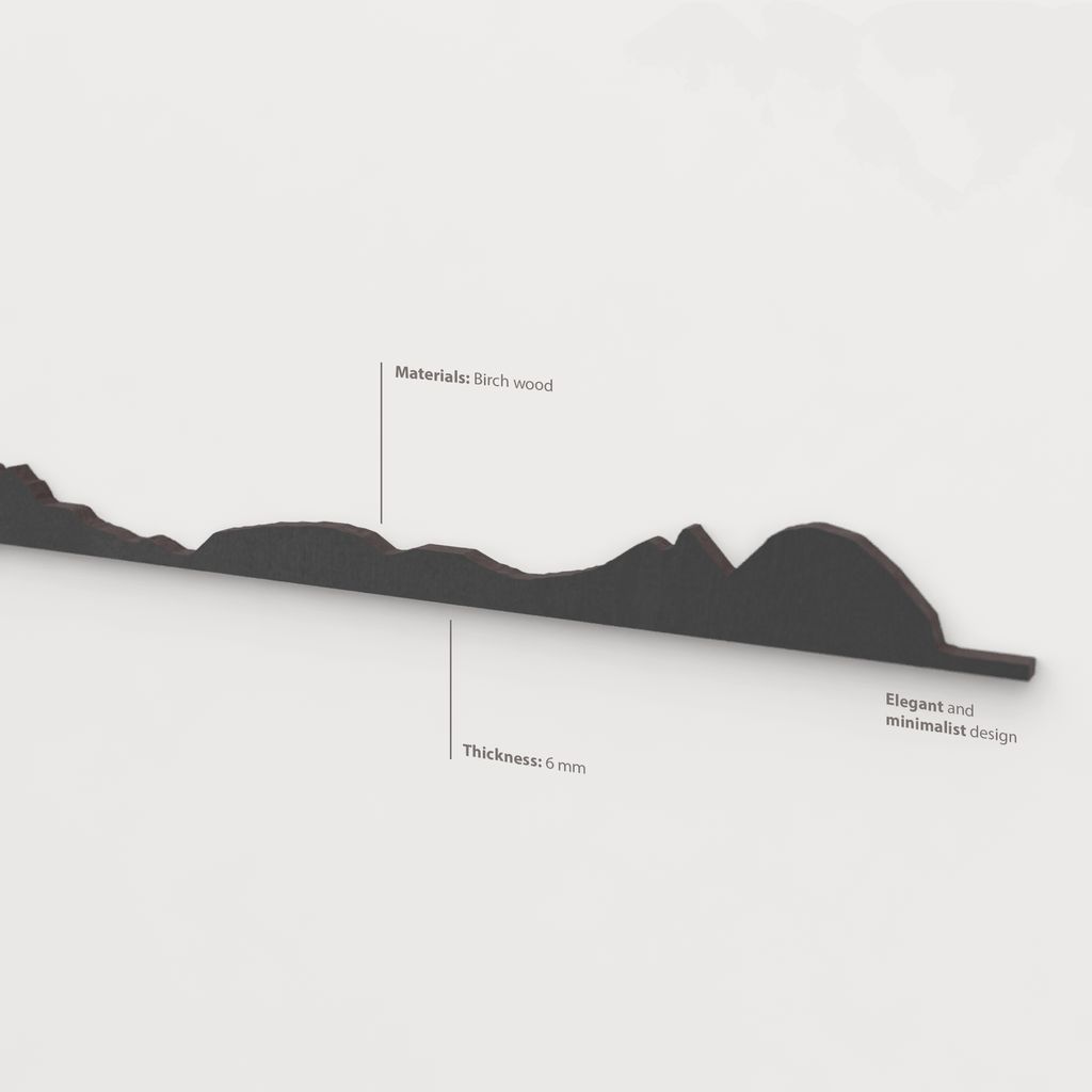 Acabado lacado negro del skyline Islas Cíes en madera.