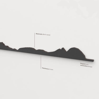 Acabado lacado negro del skyline Islas Cíes en madera.