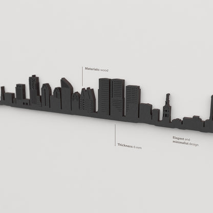 Acabado lacado negro del skyline La Haya en madera.