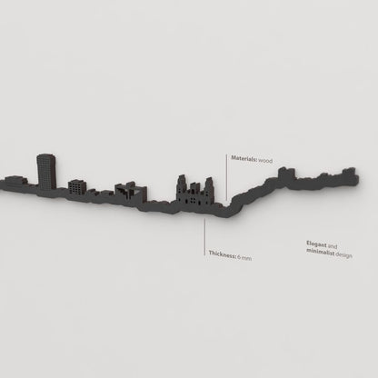 Acabado lacado negro del skyline Las Palmas de Gran Canaria en madera.