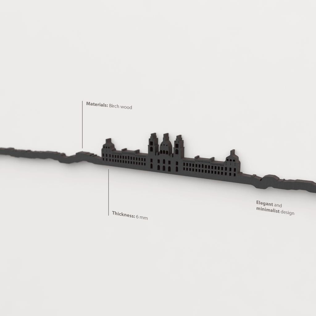 Acabado lacado negro del skyline Mafra en madera.