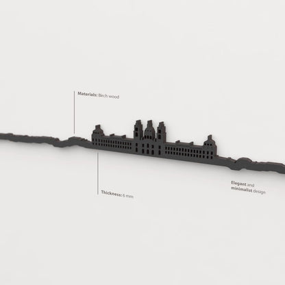Acabado lacado negro del skyline Mafra en madera.