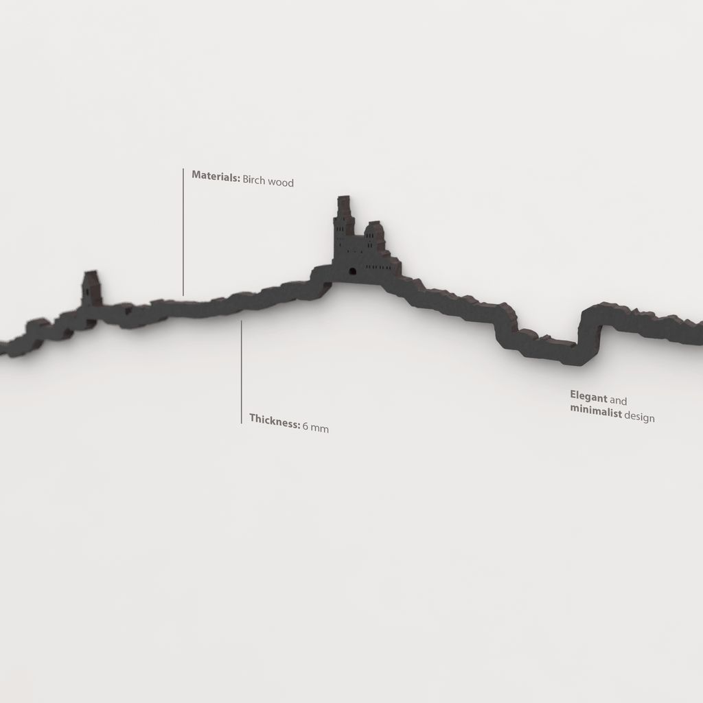 Acabado lacado negro del skyline Marsella en madera.