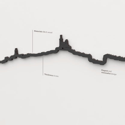 Acabado lacado negro del skyline Marsella en madera.