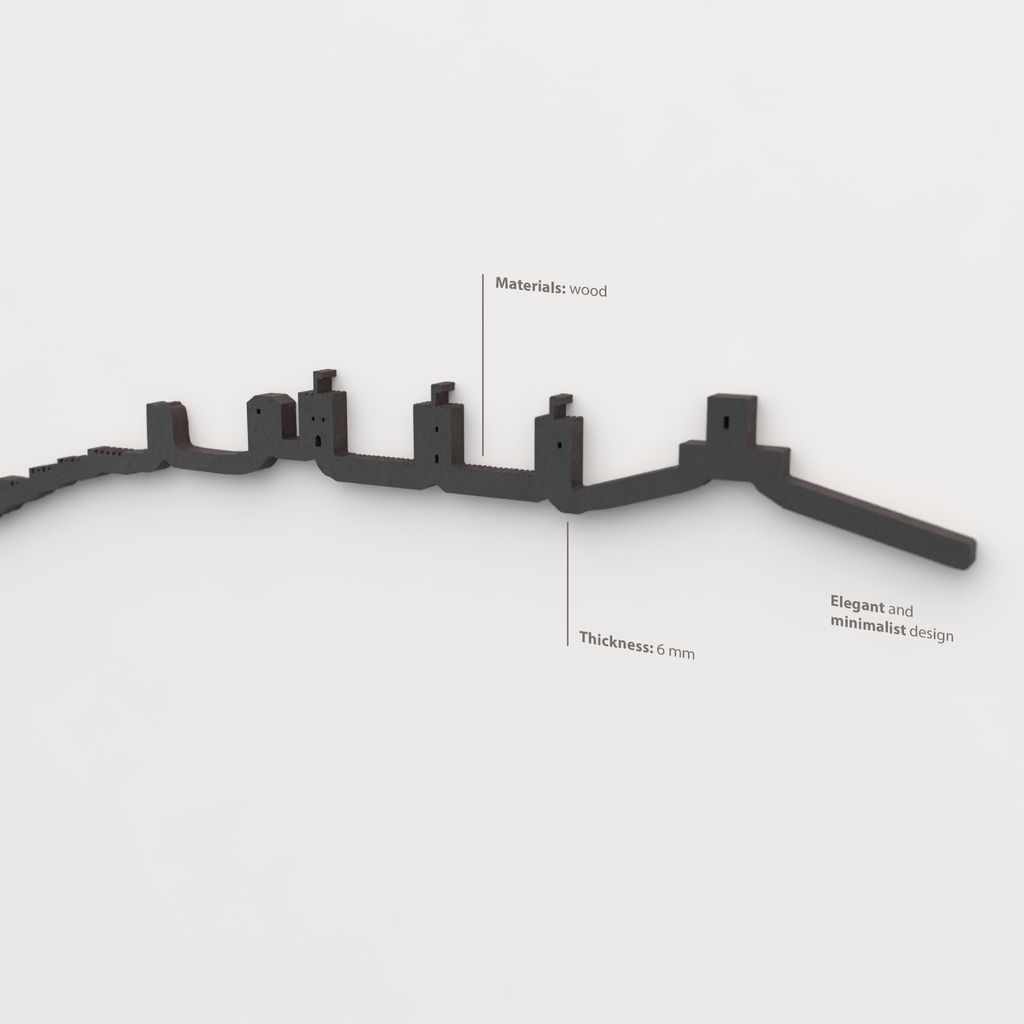 Decoración de pared con la silueta del skyline de Molina de Aragón color negro.