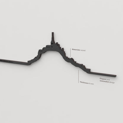 Acabado lacado negro del skyline Mont Saint-Michel en madera.