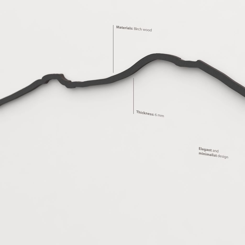 Acabado lacado negro del skyline Monte Vesubio en madera.