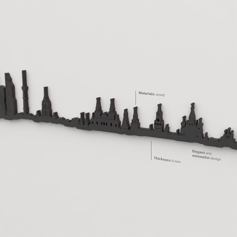 Acabado lacado negro del skyline Moscú en madera.
