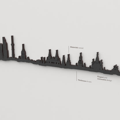 Acabado lacado negro del skyline Moscú en madera.